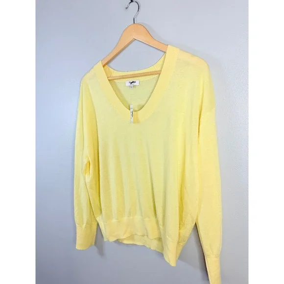 Madewell Cashmere U-Neck Pullover Iced Lemon Medium NWT - Picture 8 of 9
